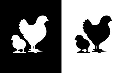 chicks silhouette, hen silhouette illustration vector, animals silhouette set, black, pet, pets, white, love, chicken, bird, hen, animal, vector, illustration, farm, rooster, silhouette, cartoon, 