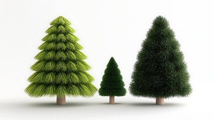 Fototapeta premium Three Christmas Trees with White Background.