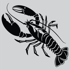 A  lobster with its claws raised image silhouette design vector art and illustration