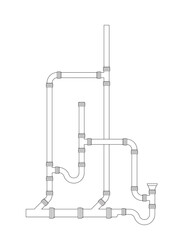 Exhaust installation with primary and secondary ventilation in illustrator