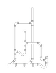 Exhaust installation with primary and secondary ventilation in illustrator
