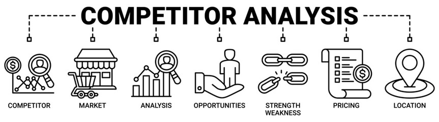 Competitor analysis web icon vector illustration concept with icons outline symbol background.