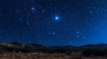 Obraz premium Full moon over rocky landscape. A starry night with a spooky castle. Blue sky with moon in the sky. A bright moon shining over lifestyle a(stony terrain).