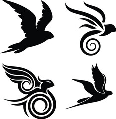 Sugar marsupial fly, or sugar flying posum Silhouette of a sugar glider Sugar glider animal design, illustration, vector with black color, pink background. Sugar glider flies. Monochrome contour vecto