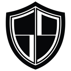 A metallic shield emblem with crossed swords signifies secure heraldic protection