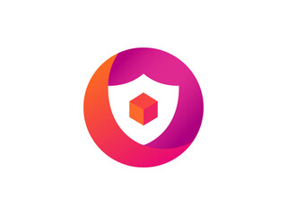 colorful security logo with cube - guard logo 