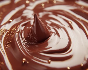 Melted chocolate swirl close-up
