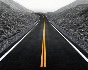 Winding Road with Mountain Pass, and Journey.
