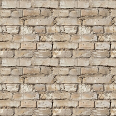 Fototapeta premium Seamless pattern of old brick wall texture with cracked and weathered appearance.