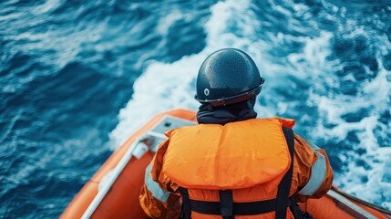 Fototapeta premium Search and rescue operations amidst war-torn waters a gigapixel documentary photography perspective