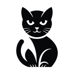 Obraz premium black cat logo. silhouette cat icon, simple cat vector illustration