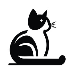 black cat logo. silhouette cat icon, simple cat vector illustration