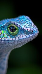 Iridescent Lizard Portrait with Jungle.