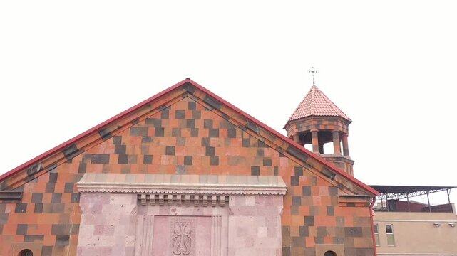 Drone shot of the Saint Gregory of Narek Cathedral (Diocese of Armavir) in Armavir Province, Armenia