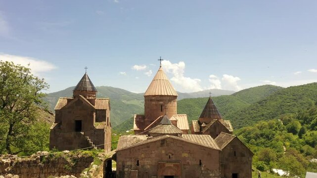 Aerial view of the Armenian monastery Goshavank in Gosh village in the Tavush Province of Armenia
