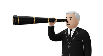 Obraz premium Isolated Businessman with Telescope