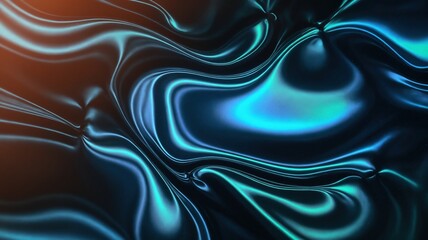 Obraz premium Abstract background of dark, almost black, liquid metal with strong petrol-like iridescence, deep blues, greens, and purples shifting across a smooth, oily surface, moody atmosphere, detailed texture