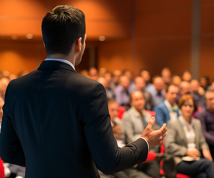 Discours d&rsquo;un cadre devant une audience attentive