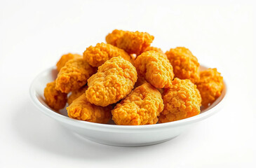 Crispy Fried Chicken Pieces Served in a Bowl on a White Background