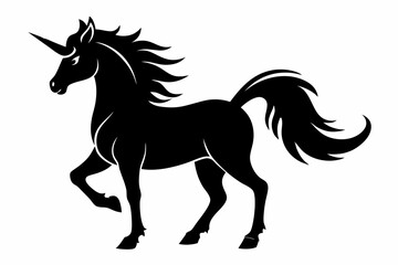 unicorn silhouette black vector