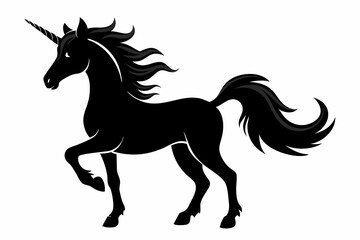 unicorn silhouette black vector