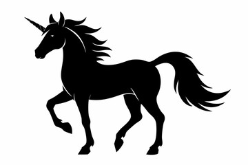 unicorn silhouette black vector