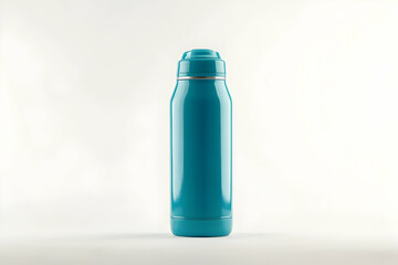 Modern solid-color teal stainless steel water bottle, isolated on a white background