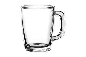 Clear glass cup isolated on white or transparent background.