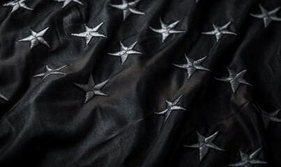 Black and white American flag, high-resolution, high-detail, high-quality photograph