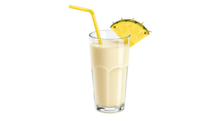 Isolated Pineapple Smoothie with Straw