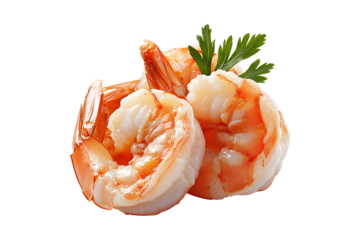 Cooked shrimp isolated on white or transparent background.