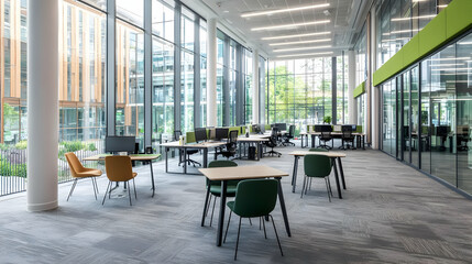 Fototapeta premium Modern Open Plan Office Workspace With Natural Light