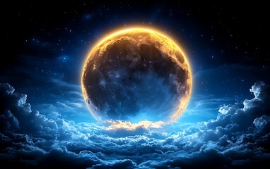 Night Sky Moon Majestic Clouds
