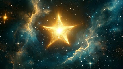 Star in the night sky. Zodiac with golden star. Astrologers are observing constellations in the sky. Celestial body in the evening lifestyle sky.