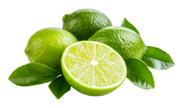 Des citrons verts isolés, sur fond transparent.