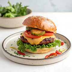 hamburger on a plate