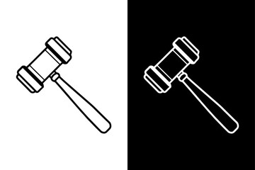 Black & White Judge Gavel Icon Scalable Vector Silhouette.