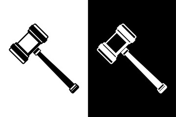 Minimalist Judge Gavel Silhouette Icon Crisp Vector Graphic.