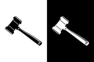 Minimalist Judge Gavel Silhouette Icon Crisp Vector Graphic.