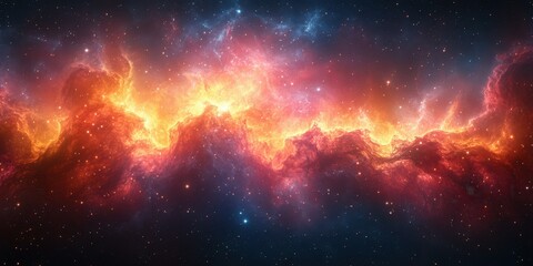 Fototapeta premium Vibrant cosmic nebula glowing in a colorful explosion of stars and gases in deep space