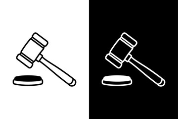 Download Judge Gavel Silhouette Vector Clean Black & White Design.