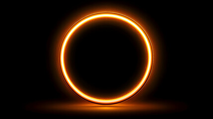 Glowing Orange Circle Frame On Black Background