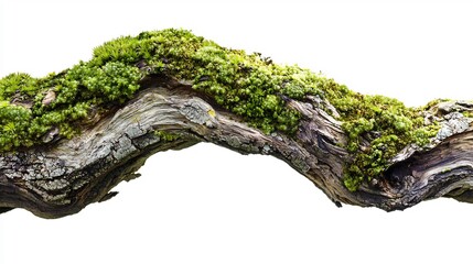 Close-up of moss covered branch with natural textures, enhancing nature