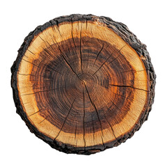 Isolated Wooden Log Slice on Transparent Background for Design Use