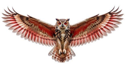 Isolated Flying Owl with Spread Wings