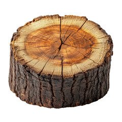 Isolated Wood Log with Detailed Texture on Transparent Background
