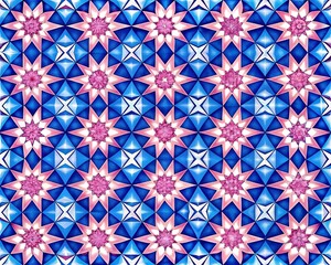 Geometric star pattern background in blue and pink