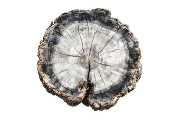 cross section of tree stump isolated on white or transparent background.