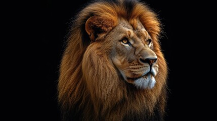 Fototapeta premium A majestic lion, king of the savanna