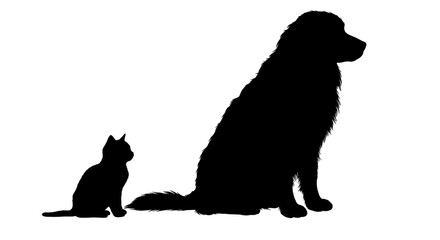 Isolated Cat and Dog Silhouette